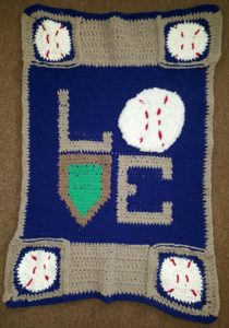 Crochet LOVE Baseball Baby Blanket