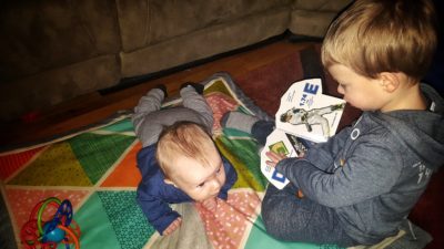 Reading Alphabet Books to Baby Brother