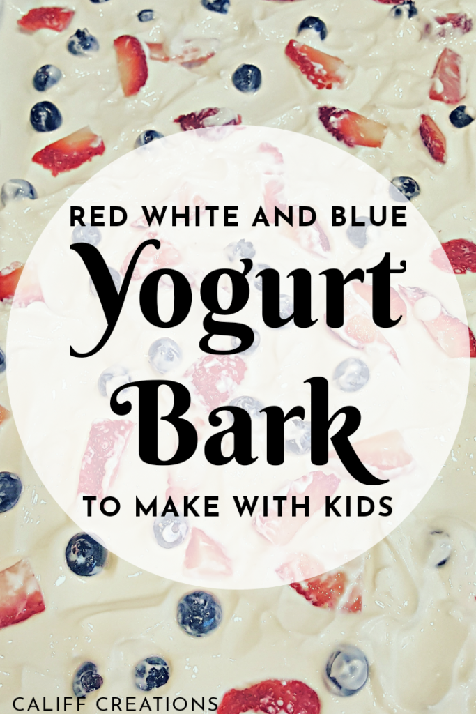 Red white and blue yogurt bark