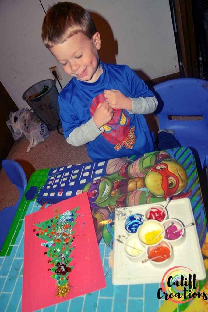 Loving crafting his Christmas Craft for Preschoolers