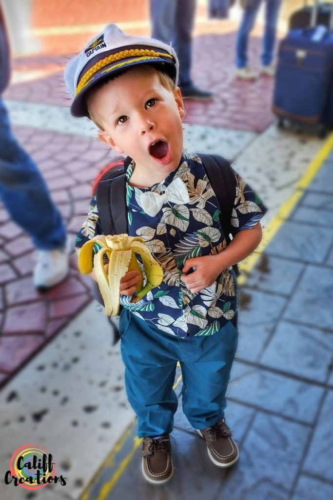 My son ready to board his first cruise ship!