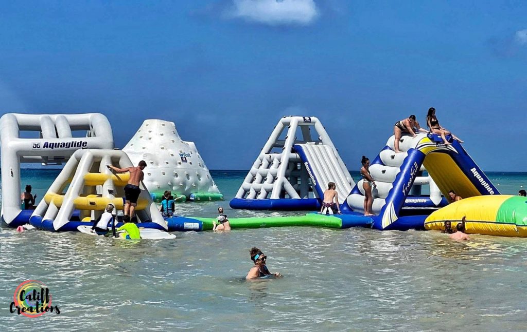 Paradise Beach Cozumel inflatables in the water