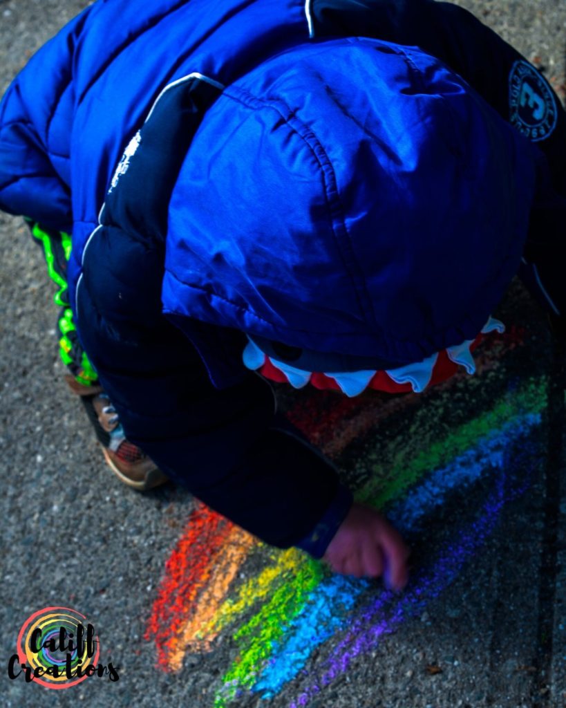 Drawing a chalk rainbow