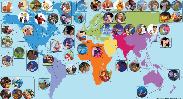 Map of where Disney Movies take place
