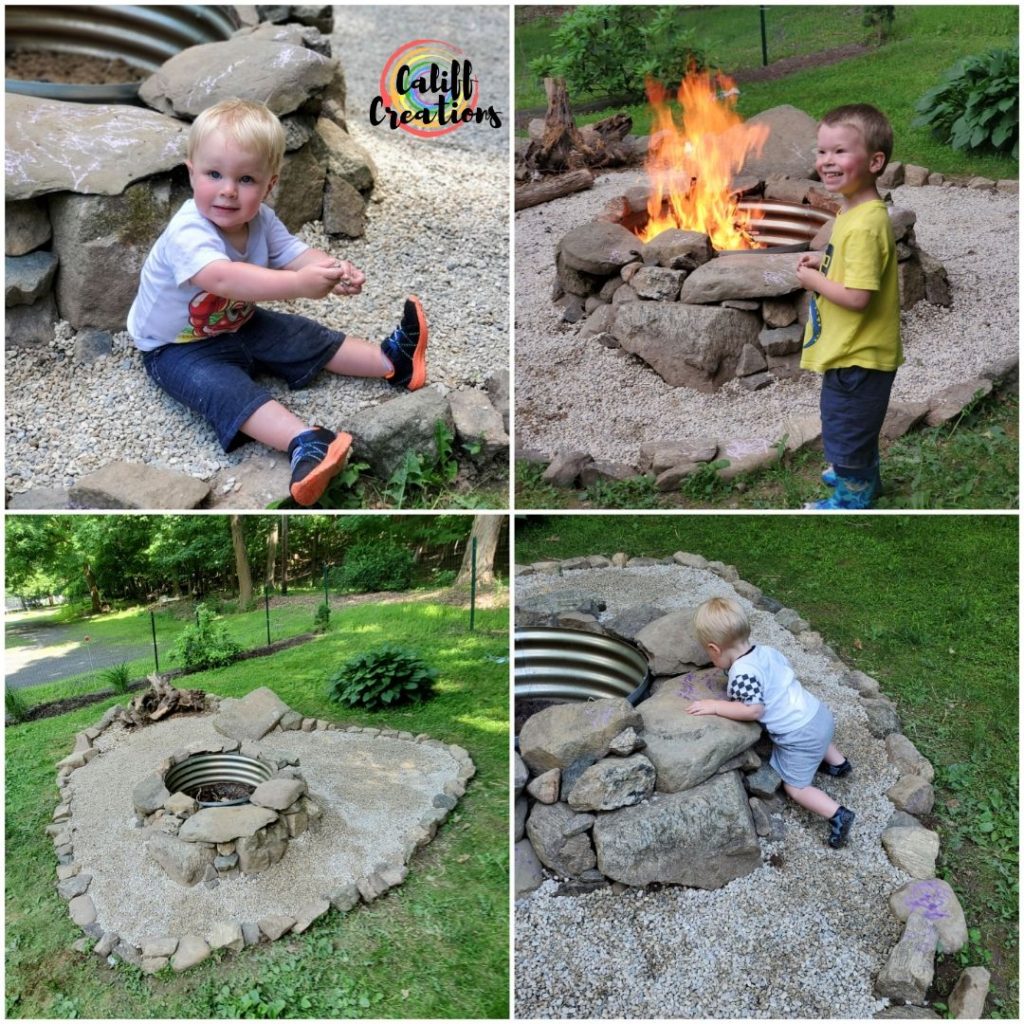 The fire pit I built in our yard during June