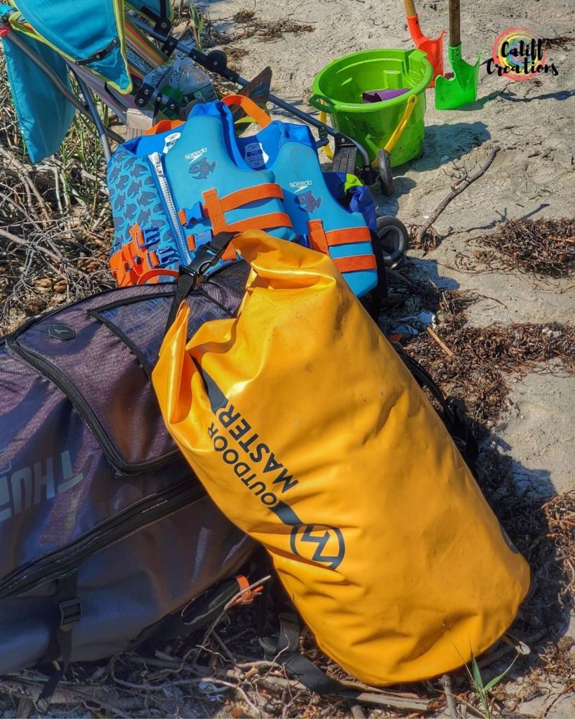 Another gift from OutdoorMaster is our dry bag that was great for trips to the beach on our family camping trip.