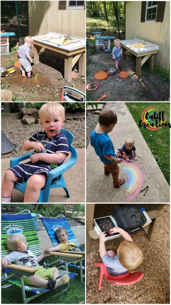 Playing outside at home in July 2020