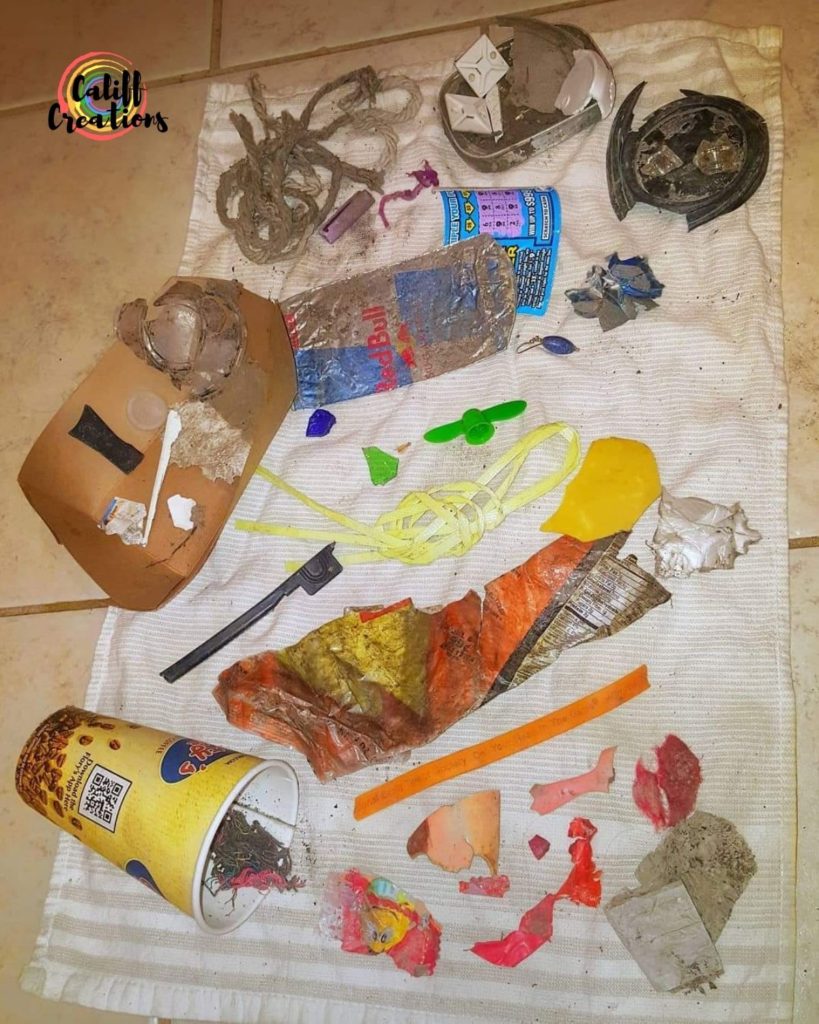Our rainbow of trash we collected one day on a 1 mile stretch of trail.