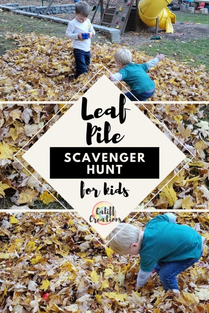 Leaf Pile Scavenger Hunt for Kids