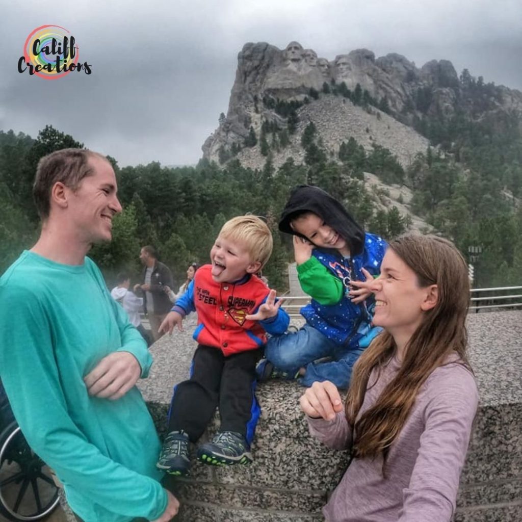 family goofing off on vacation in the Black Hills