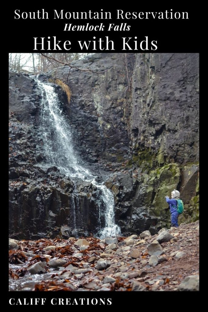 South Mountain Reservation New Jersey Hike with Kids to Hemlock Falls Pinterest Image